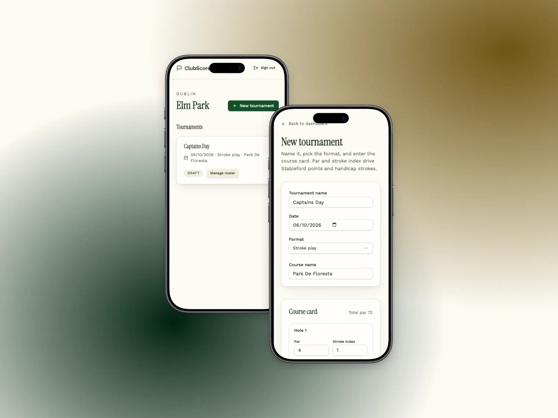 ClubScore · Mobile scoring