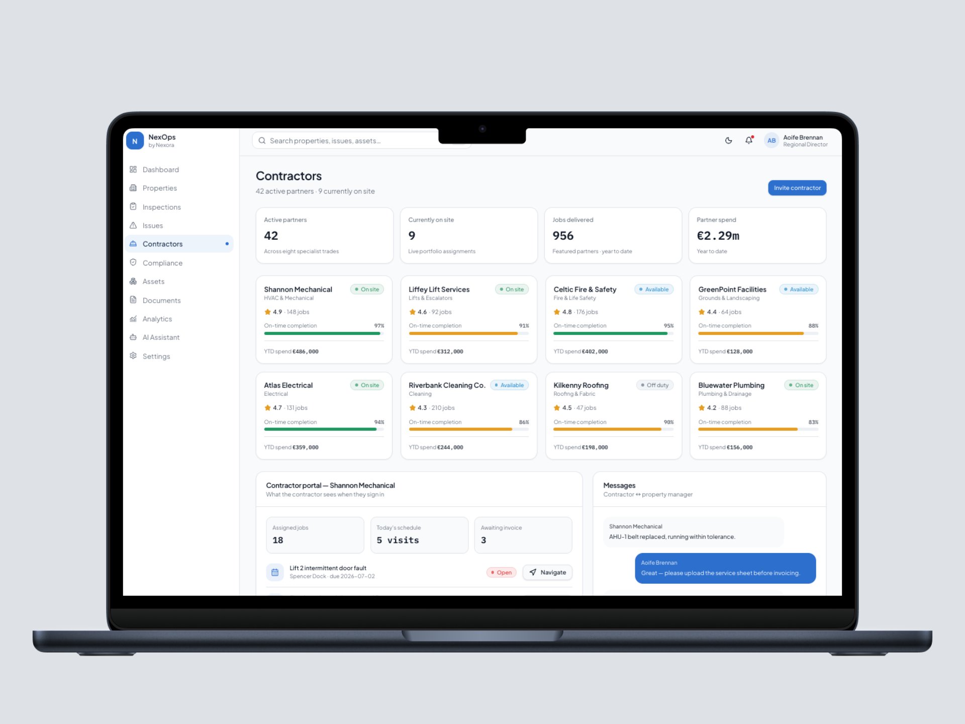 NexOps · Contractor scorecards